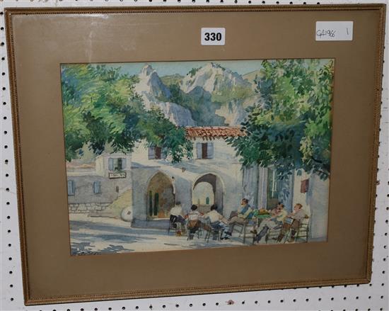 Watercolour  H G Gray - Continental cafe scene